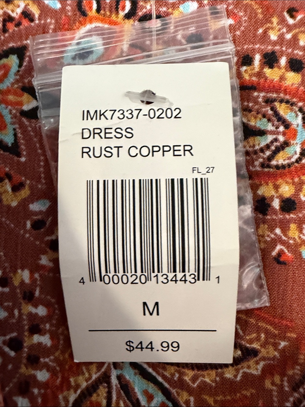 Button-Front Rust Paisley High-Low Dress - Picture 4 of 12